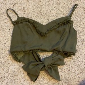 Backless crop top/tank top with tie. Adjustable